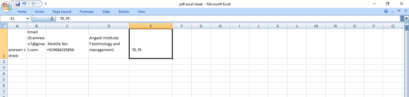 Output Excel
