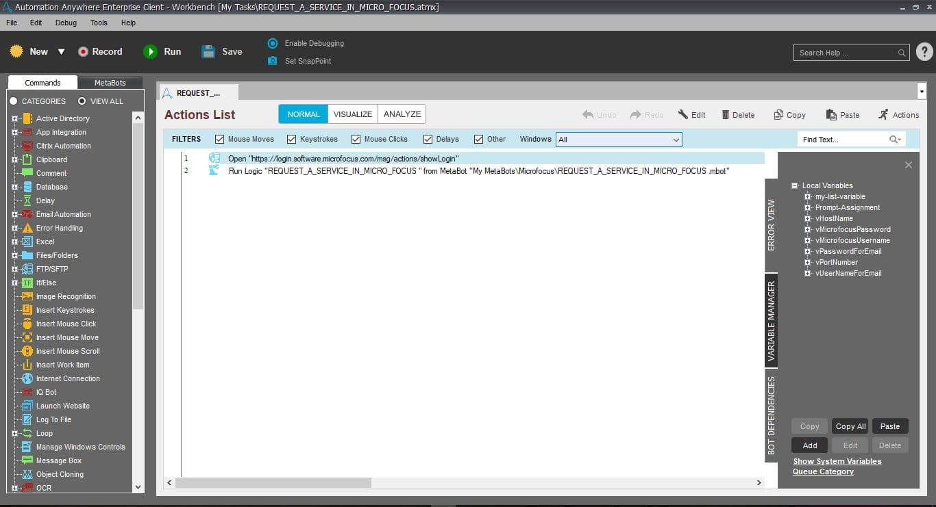 Microfocus Request submitted page