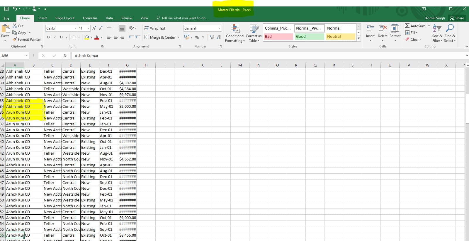 Master file with data from multiple files