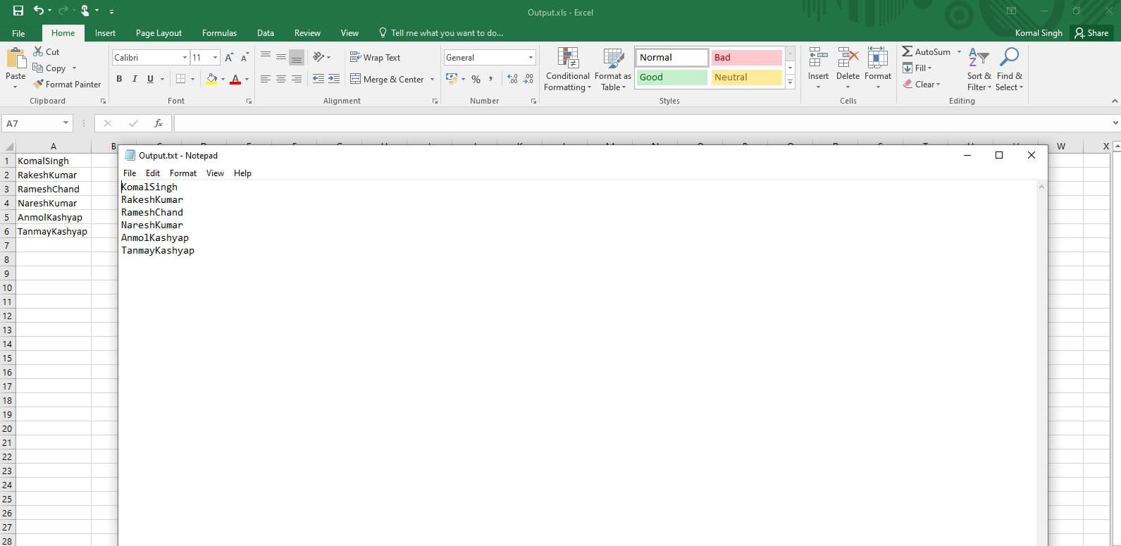 Output file in text file containing just the alphabets