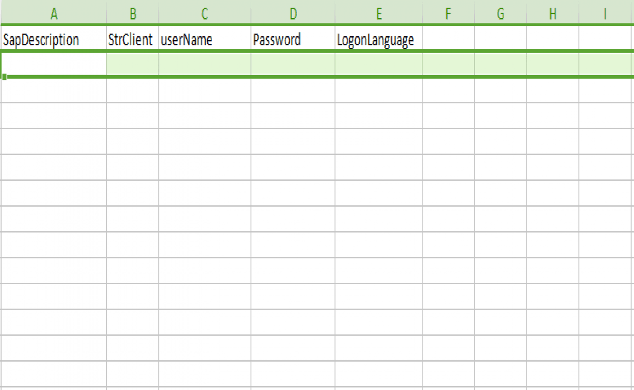 Credentials spreadsheet