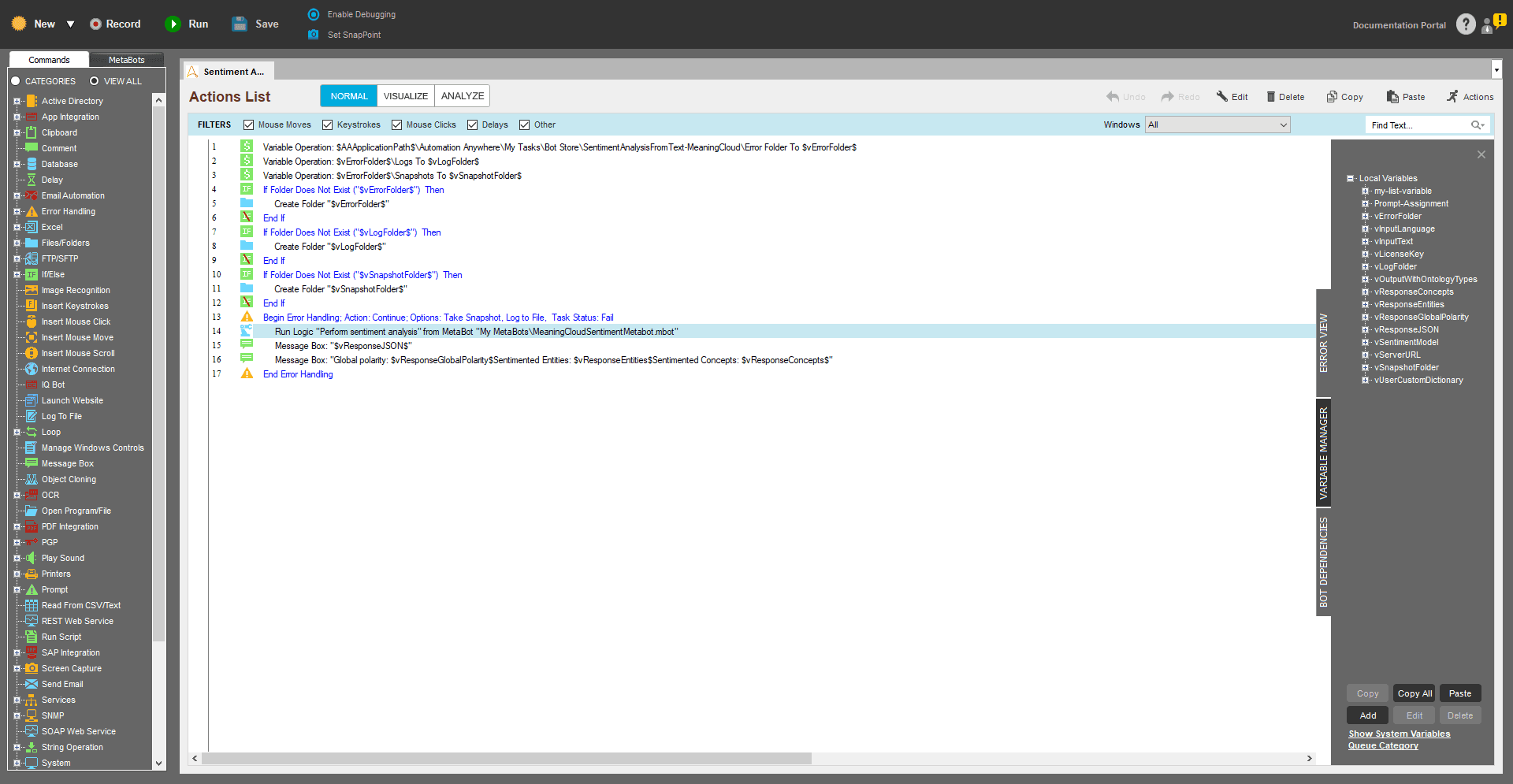 Sentiment Analysis TaskBot