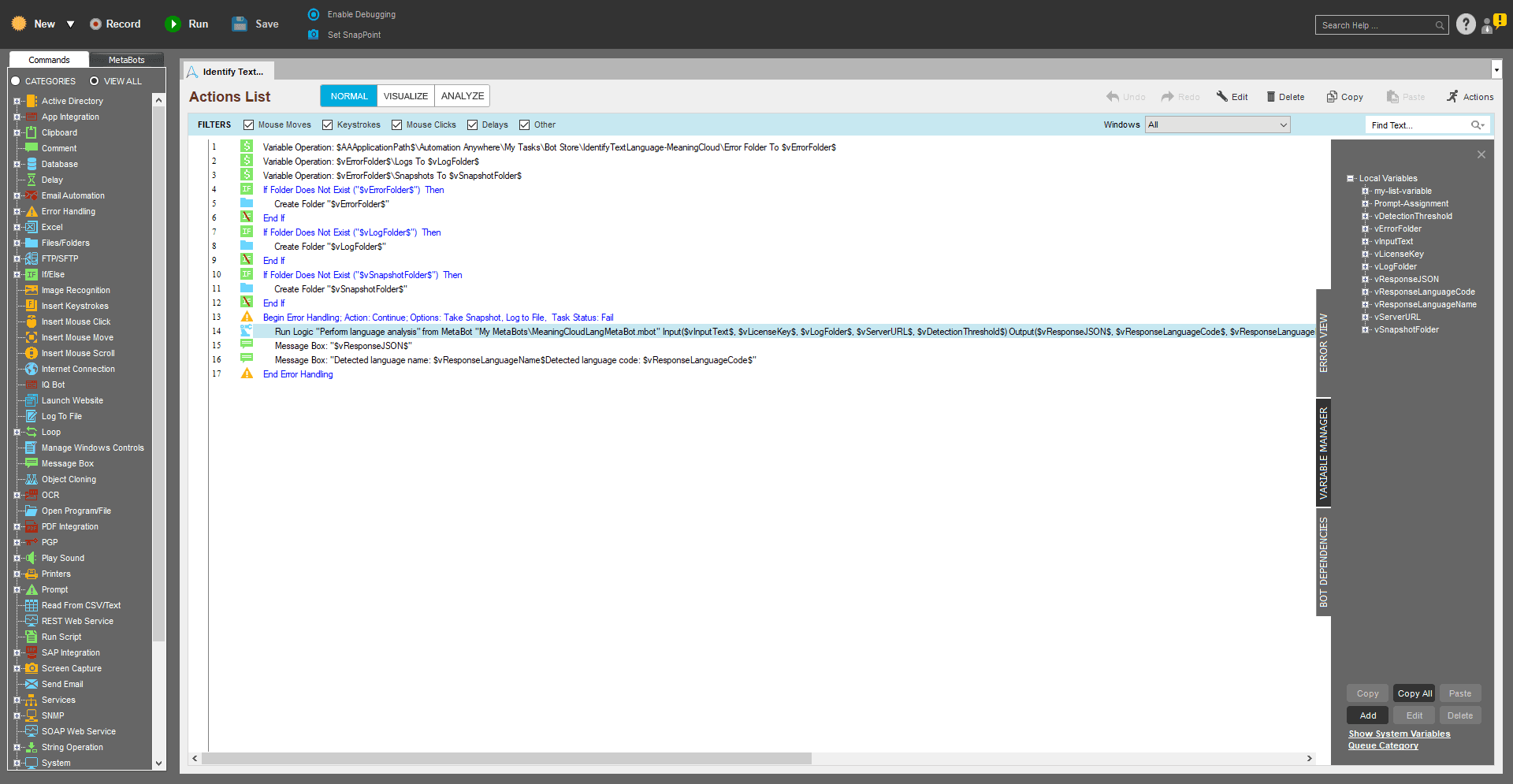 Language Identification TaskBot