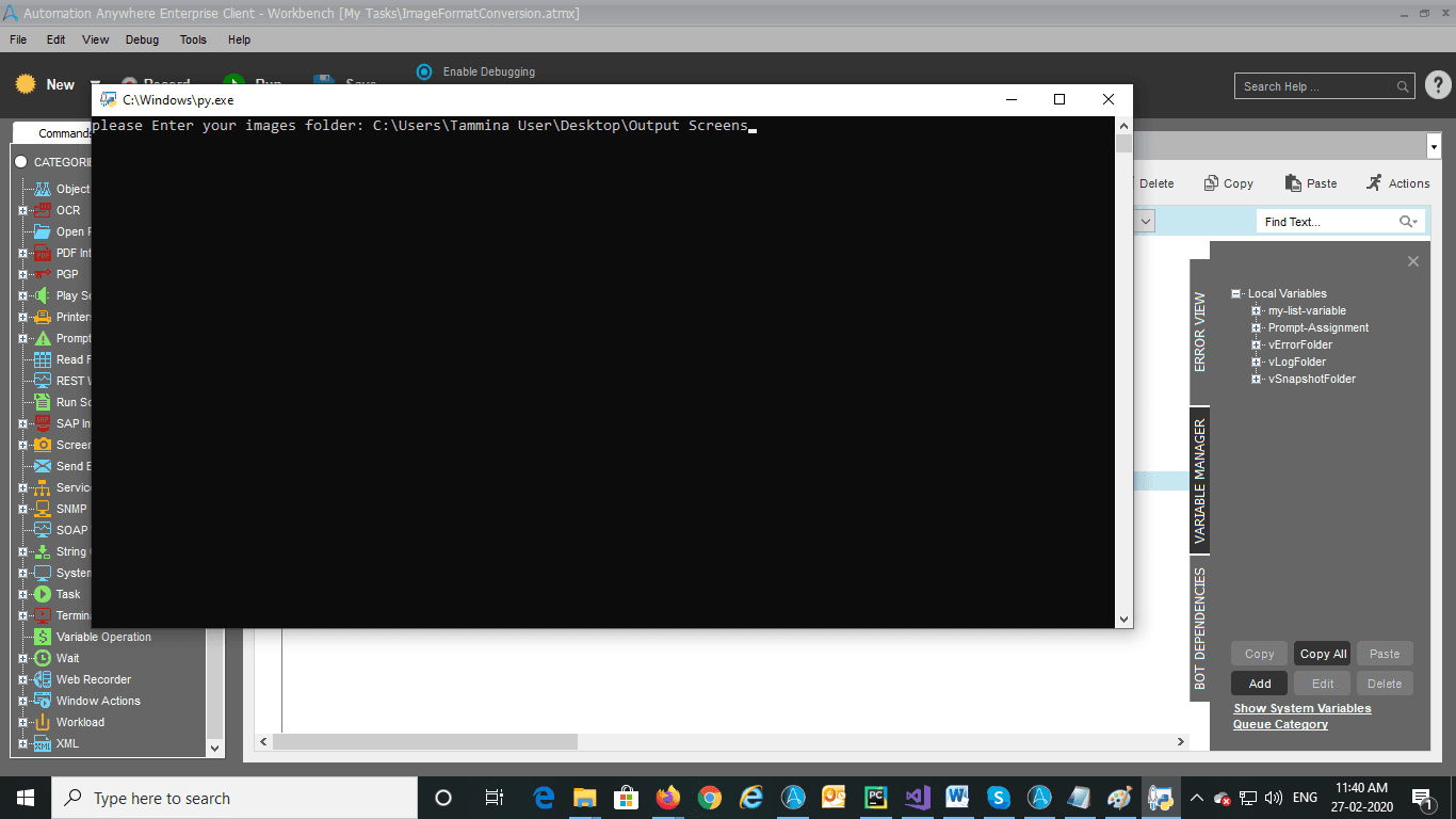 Setting up the file path