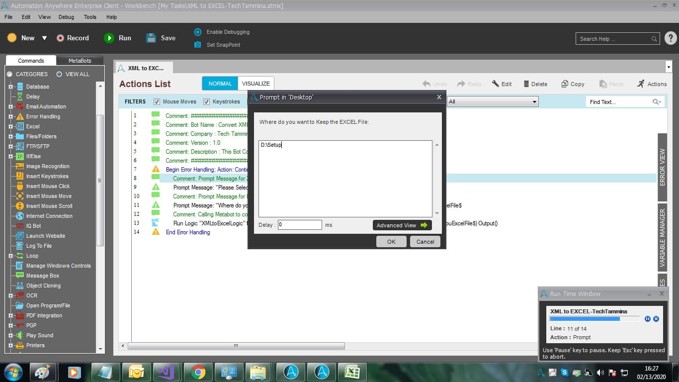 Output file location path