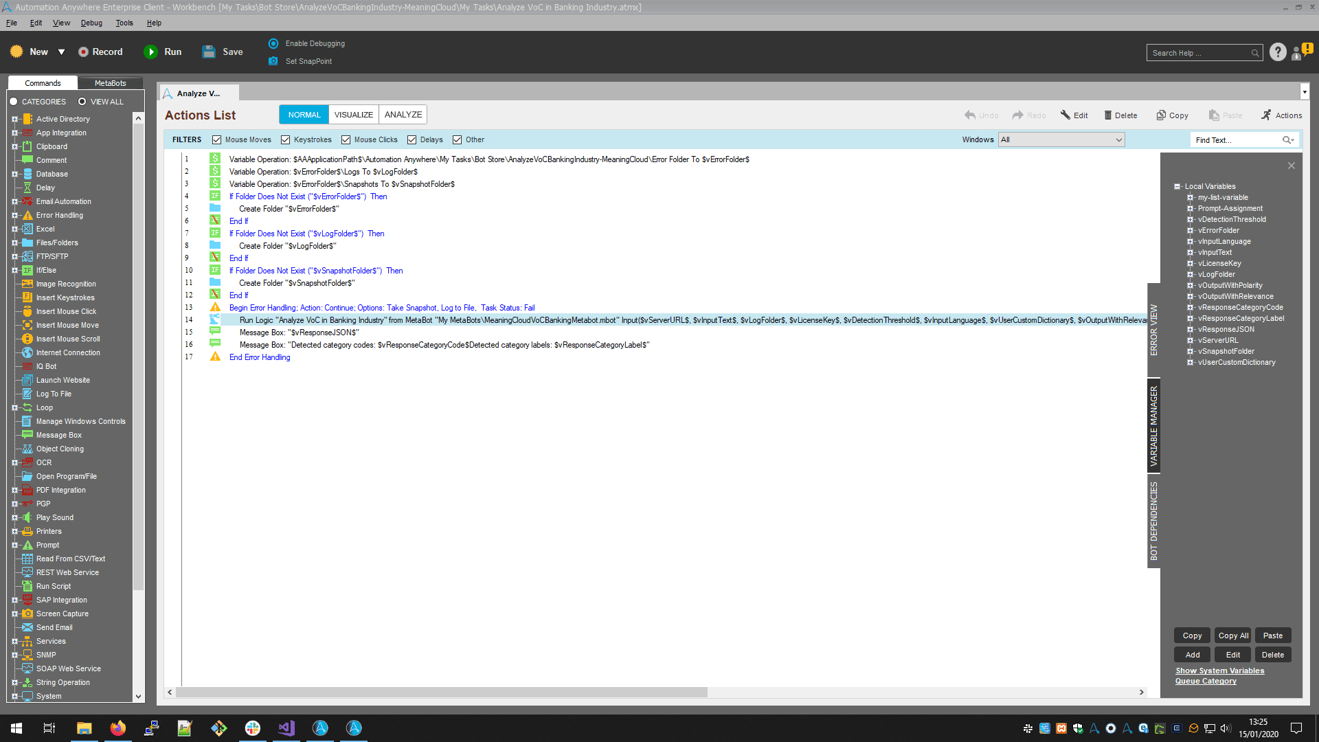 Analyze the Voice of the Customer in Banking TaskBot