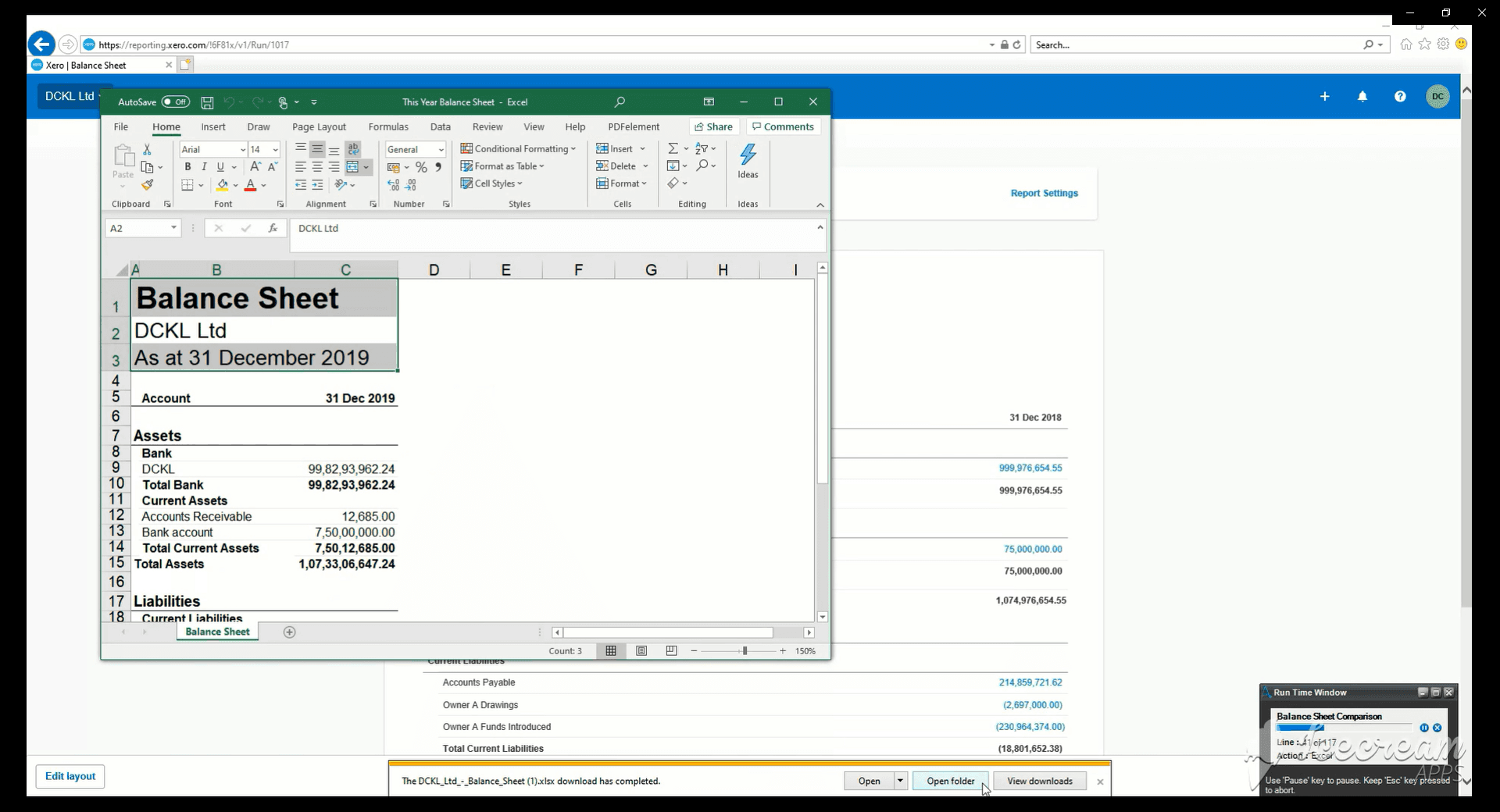 Opening the Excel for comparison