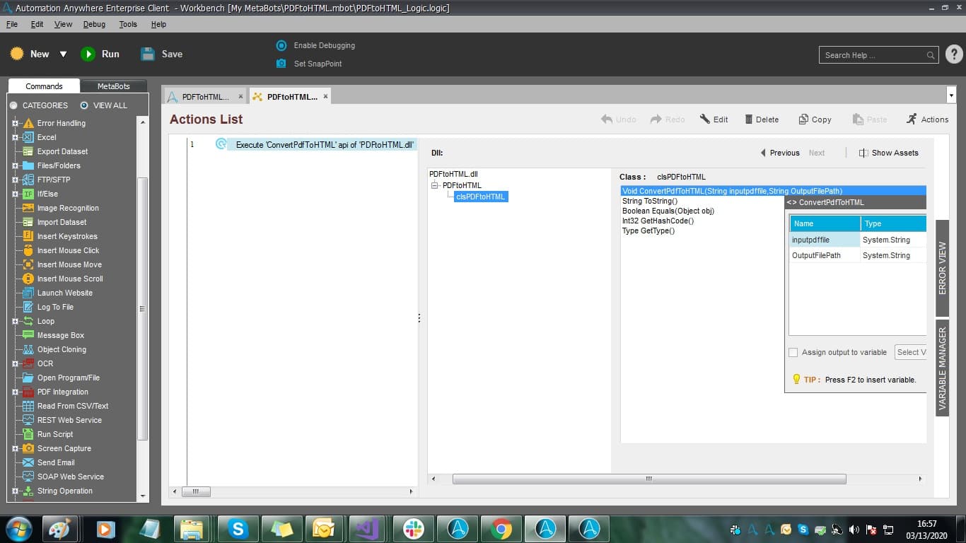 Add input parameters