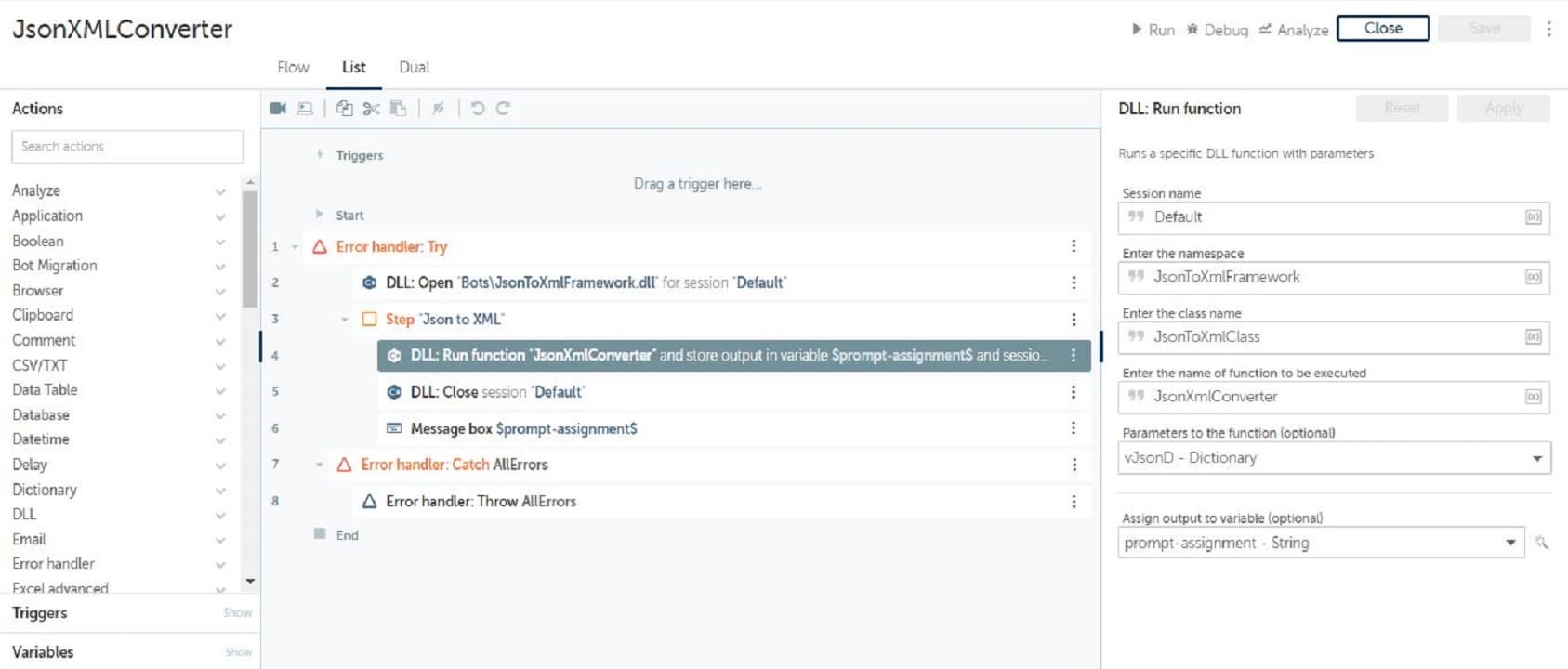 JSON - XML Converter Bot Logic