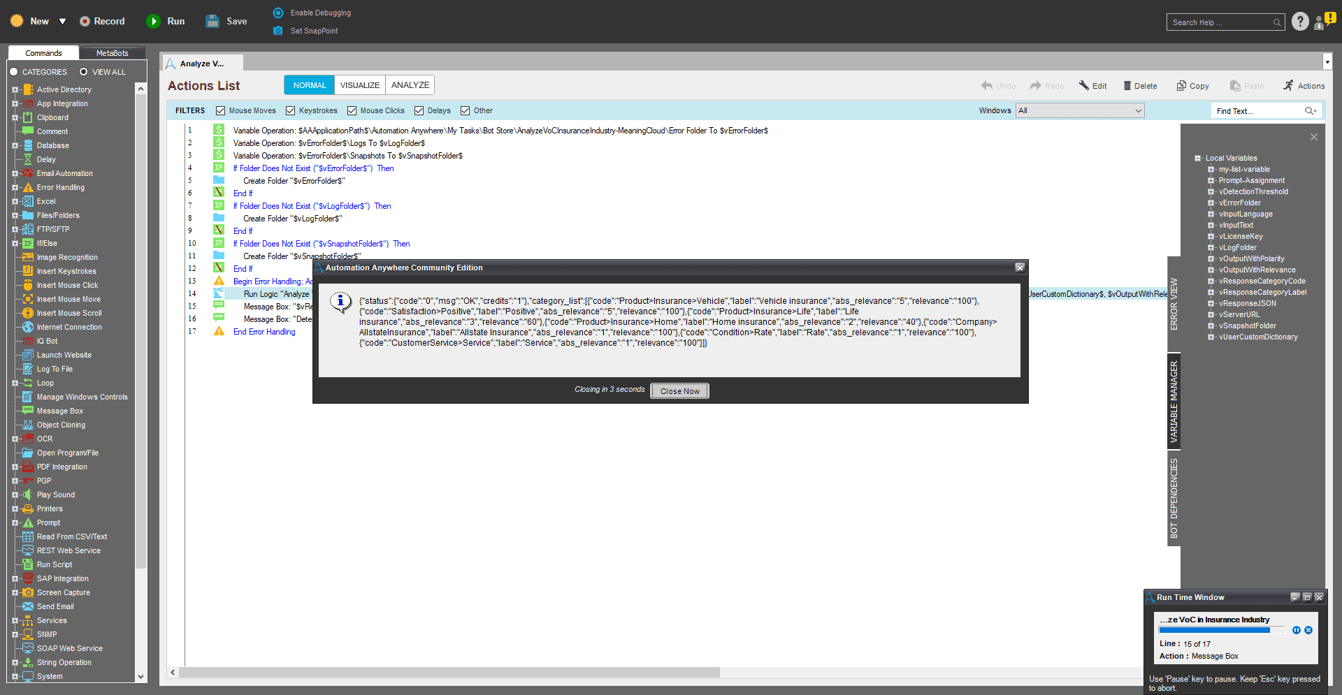 JSON response with complete analysis