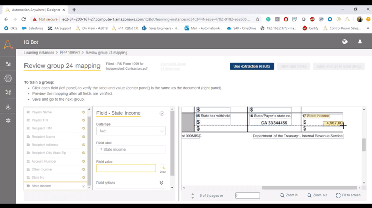 Field Mapping in IQ Bot