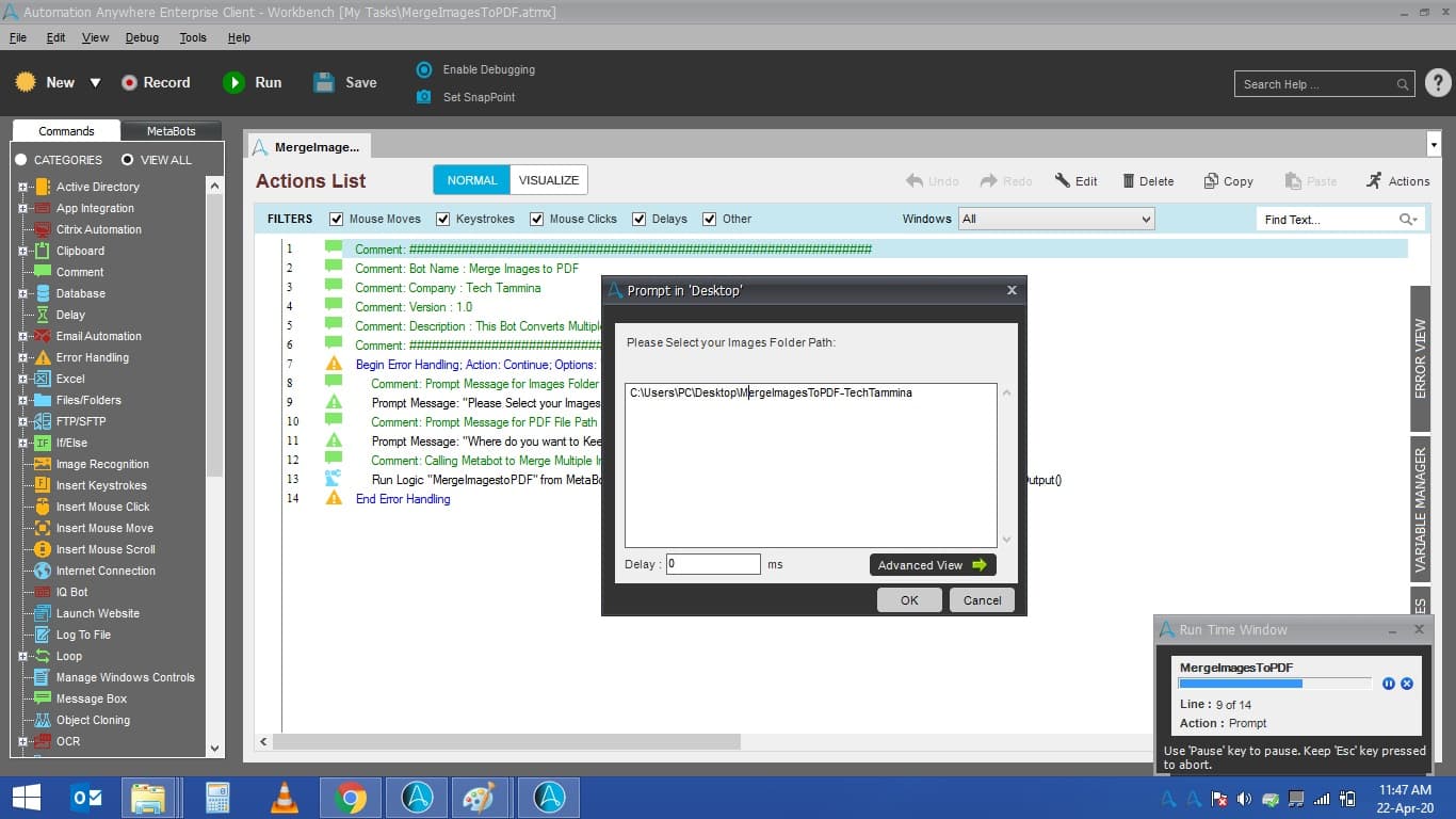 Prompt message for input file path
