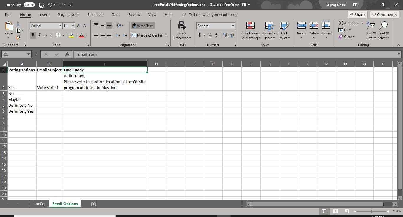Voting options config