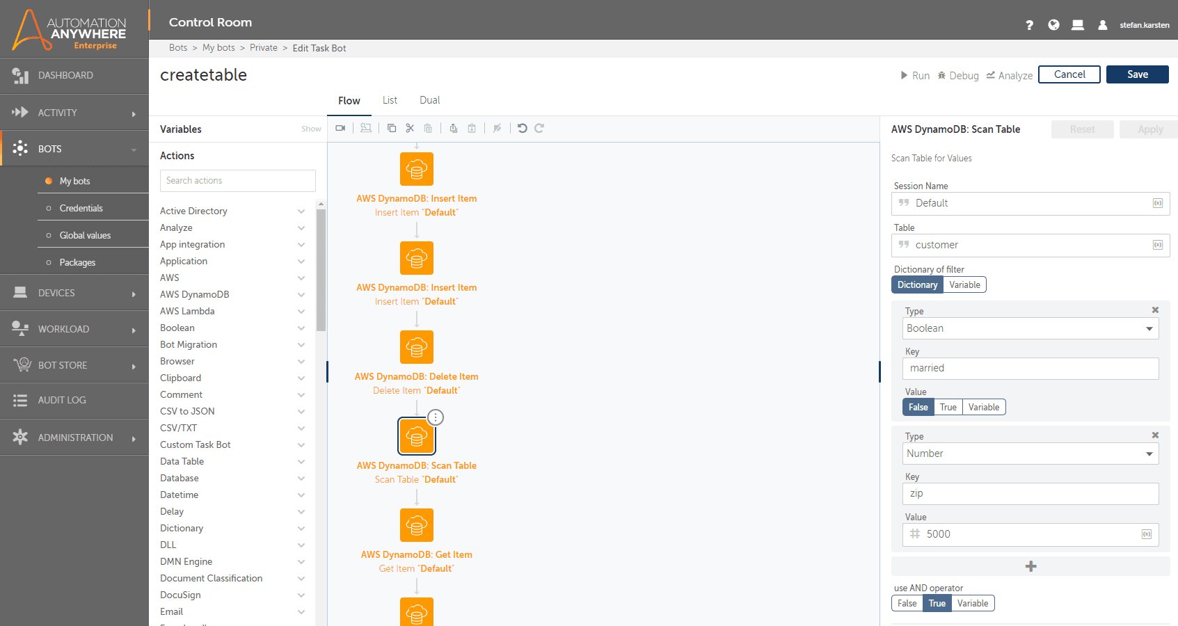 Scan a AWS DynamoDB Table