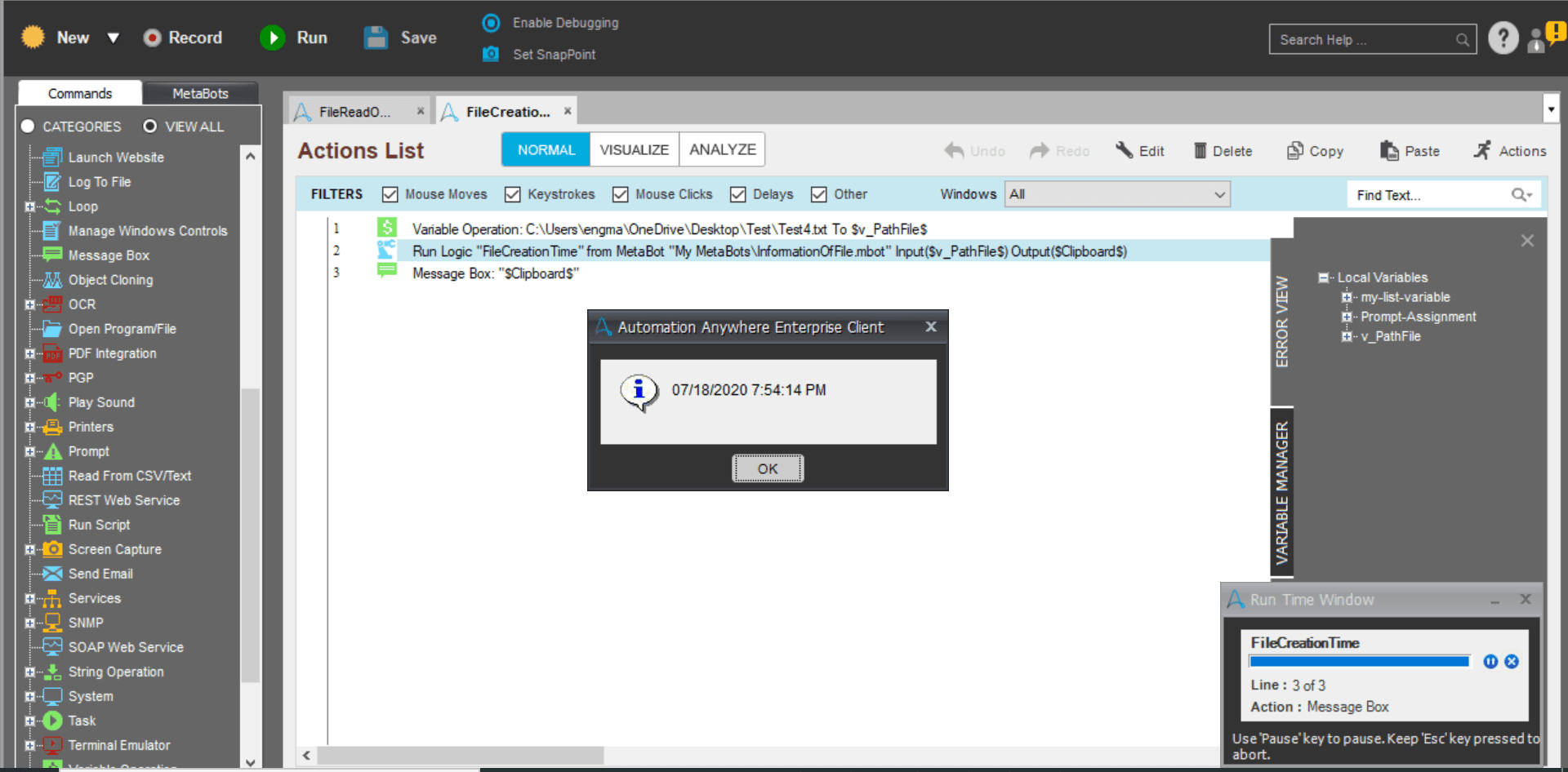 task File Creation Time
