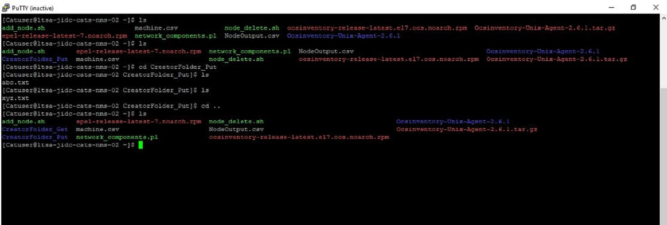 Output on Putty