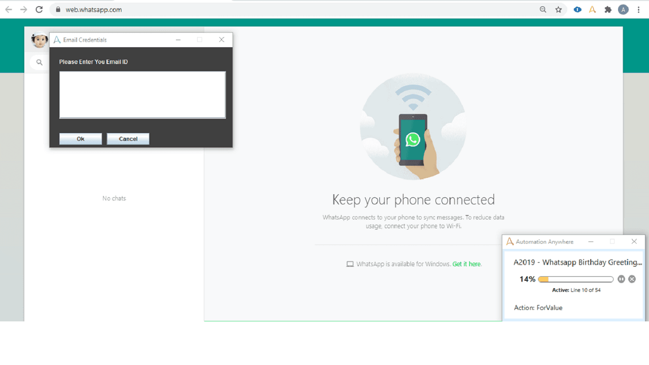 Prompts for email address