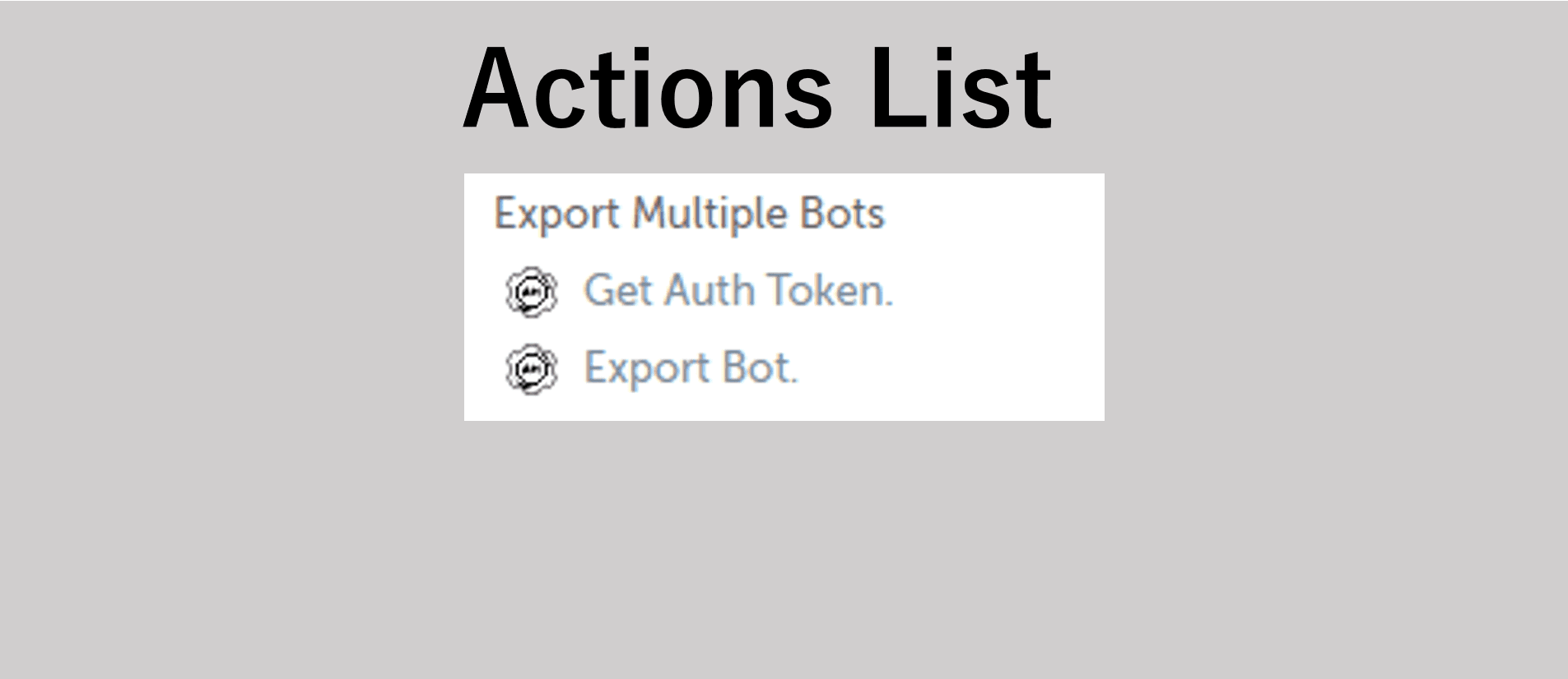 Actions list