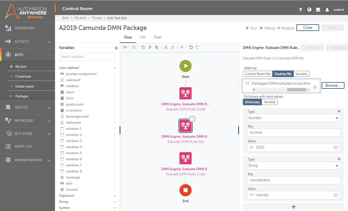 Execute Business Rules based on a DMN file