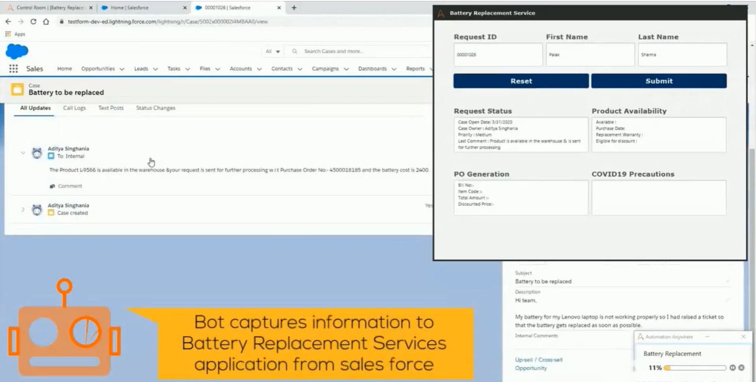 Bot going to SFDC to extract & validate data