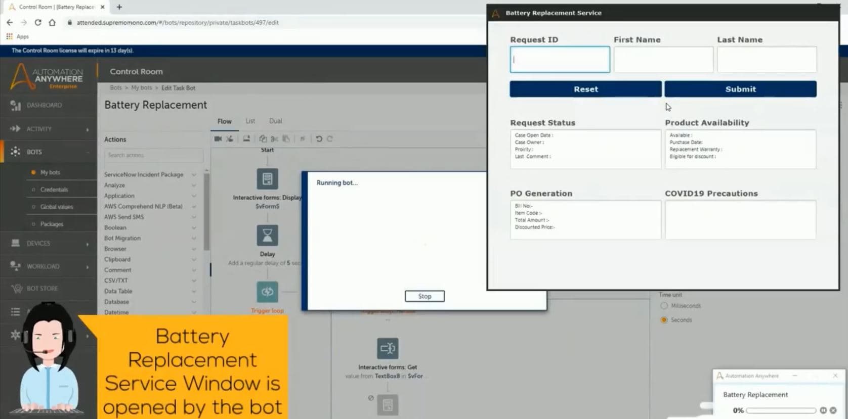 Interactive Form displaying the details