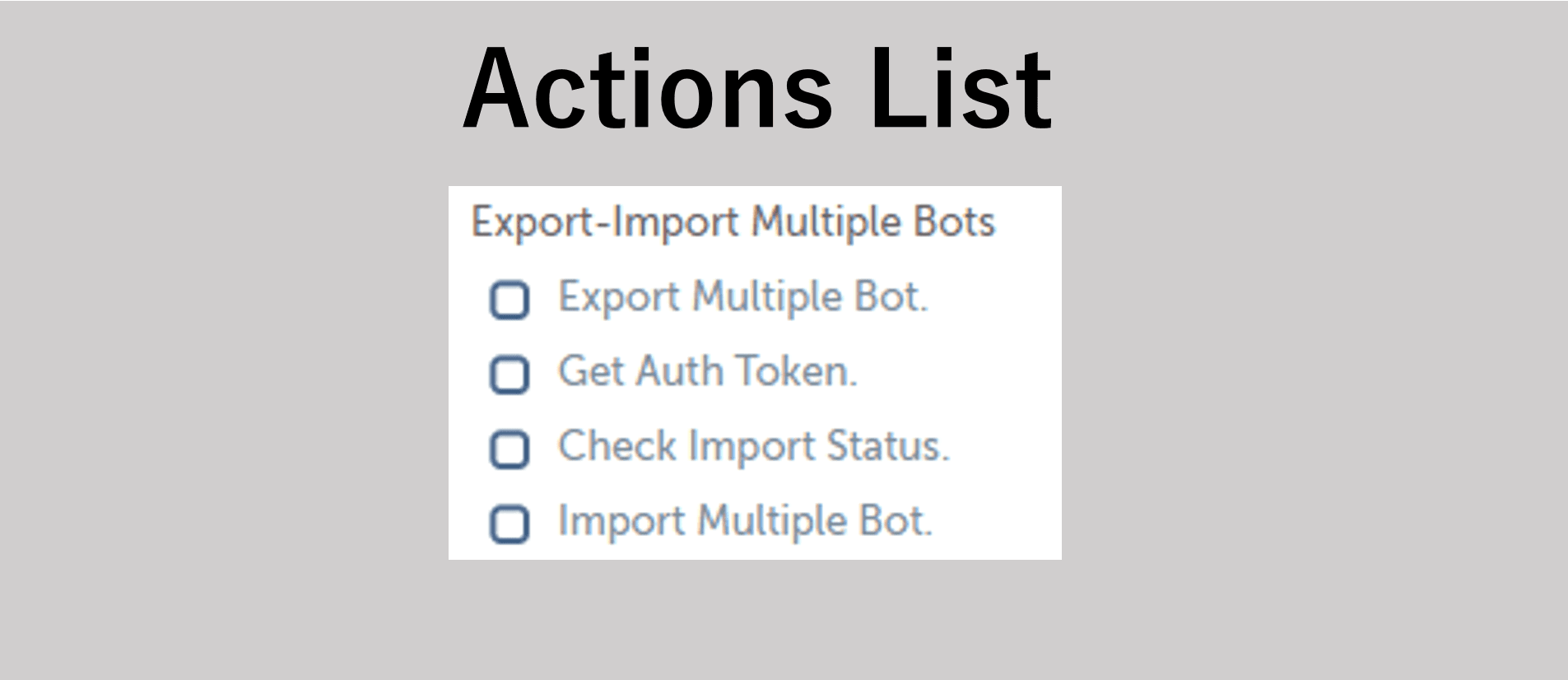 Actions list