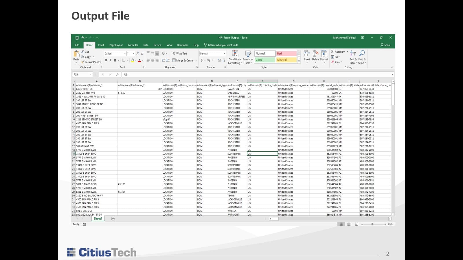 Output file format