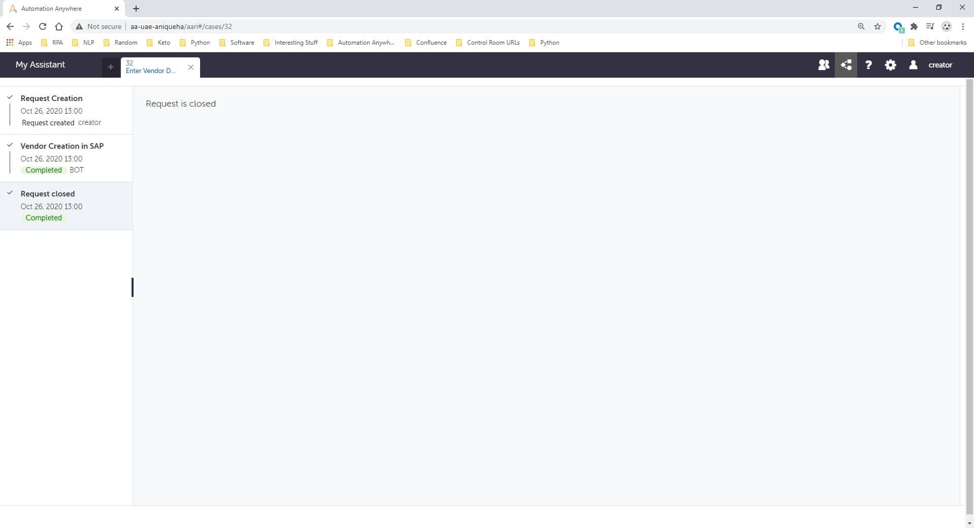 Request Completed Page