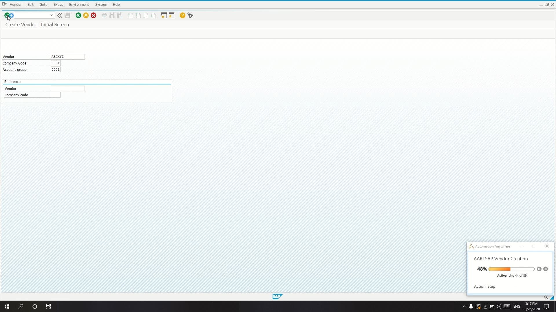 SAP Vendor Creation in a remote machine