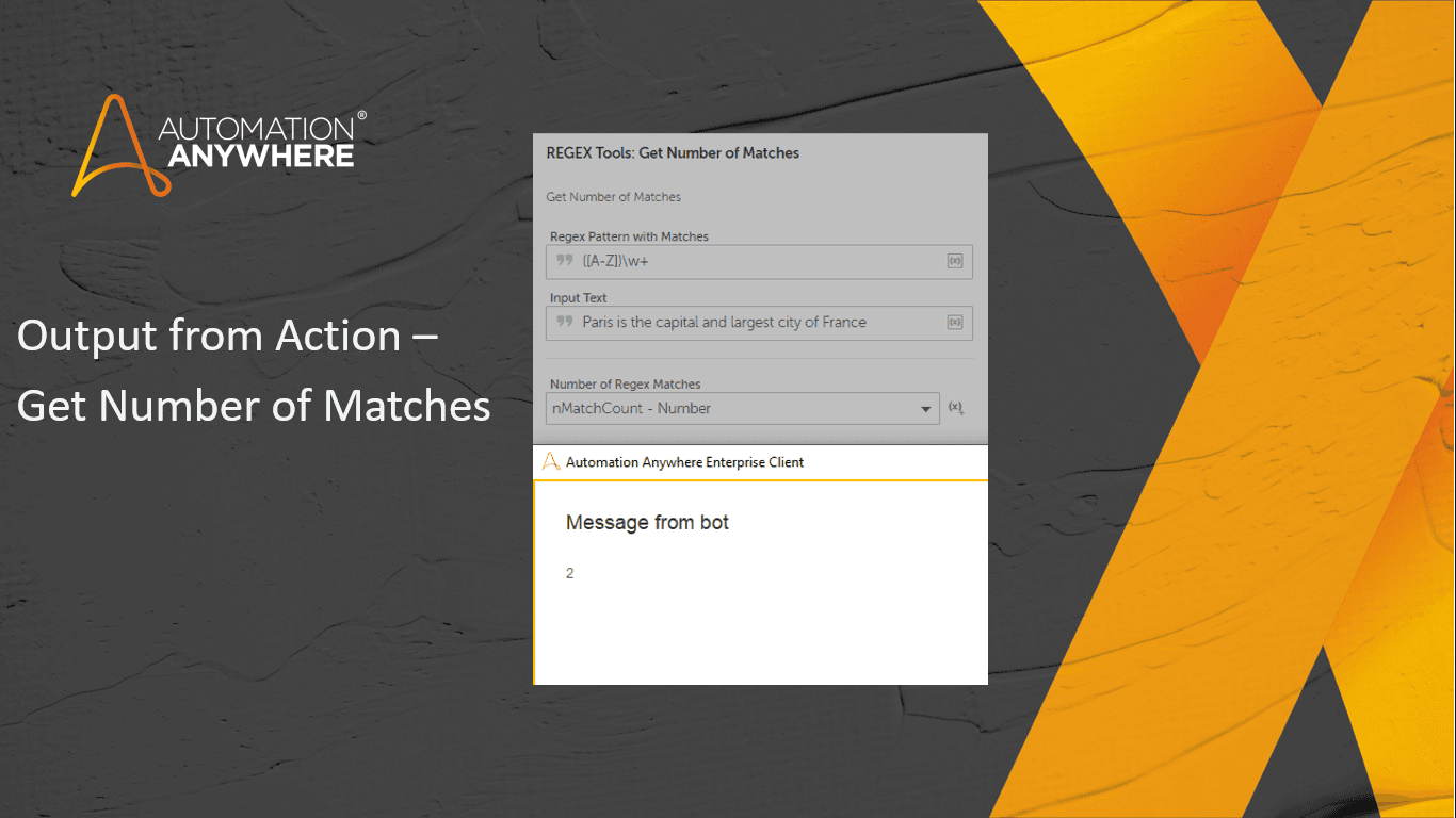 Output from action – get number of matches