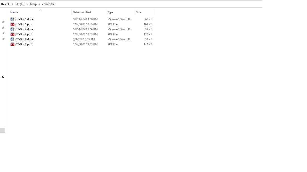 Word files after converting to PDF format