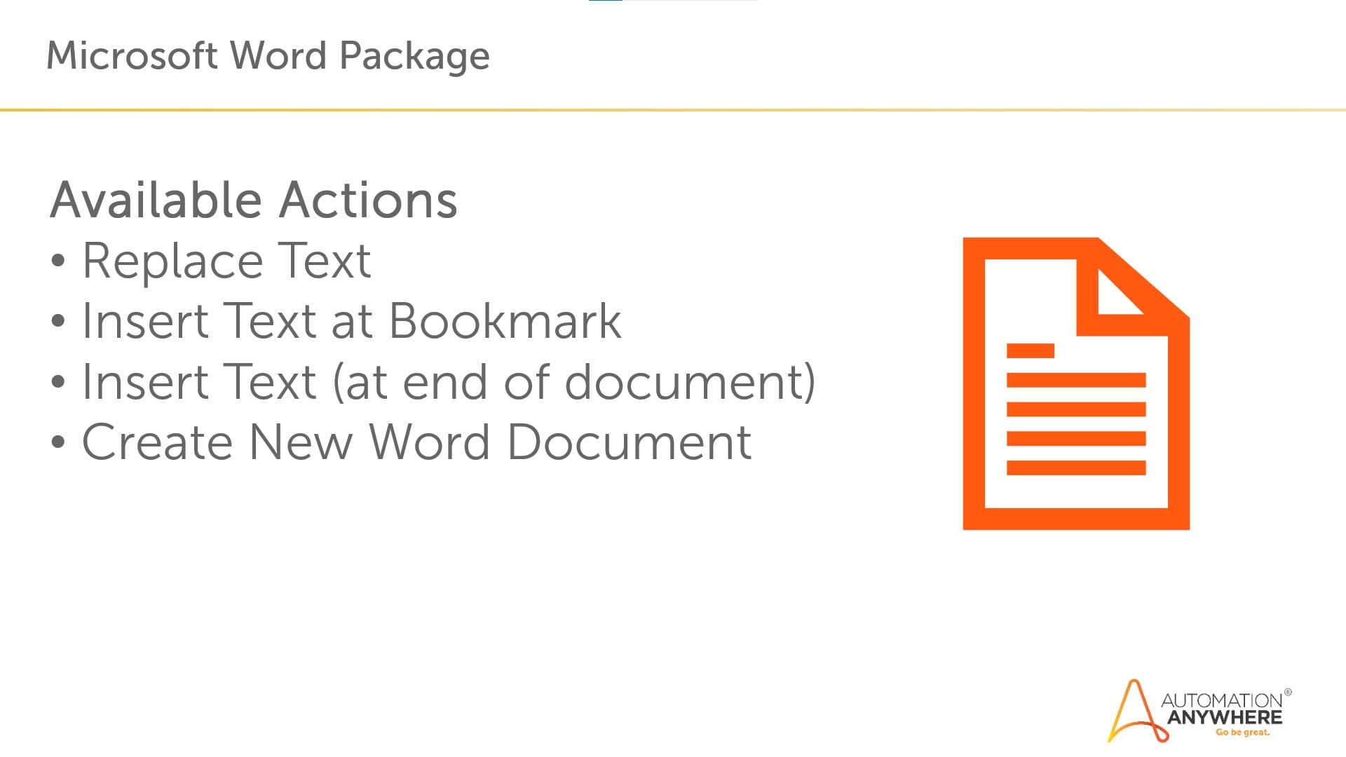 Available package actions
