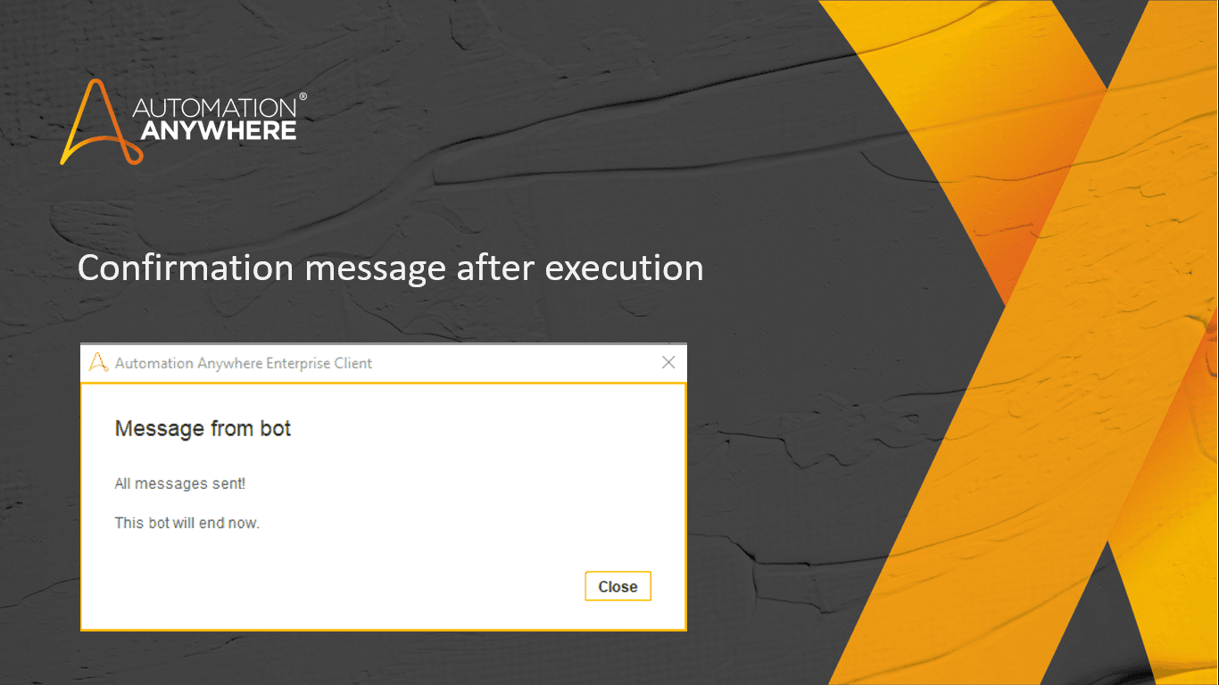 Execution completion message