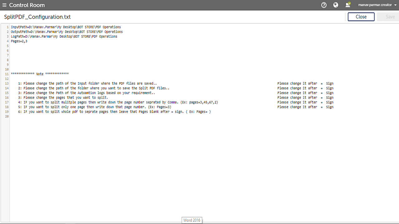 Configuration file