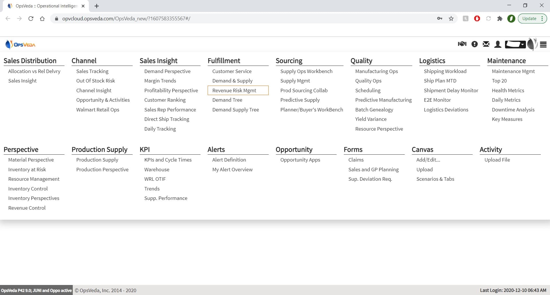 Navigate to Revenue Risk Management in OpsVeda
