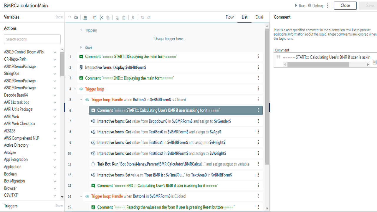Editor interface