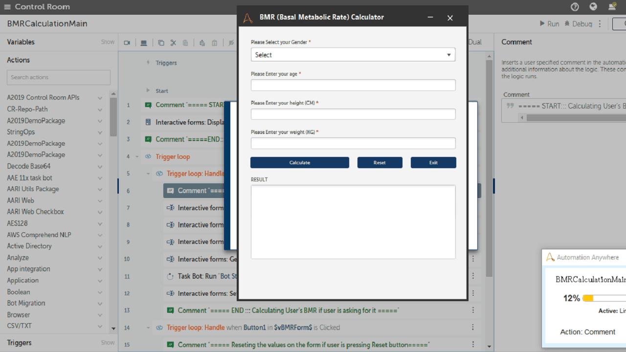 User's input interface