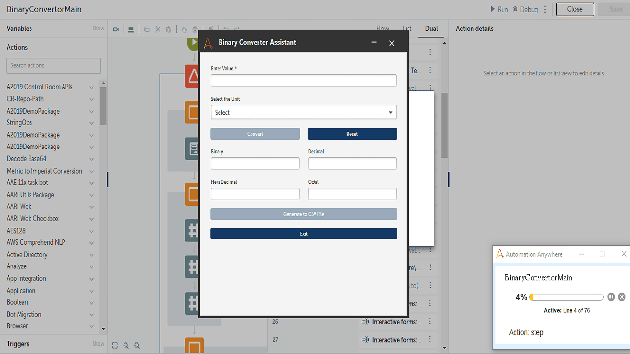 Automation 360 user's input interface