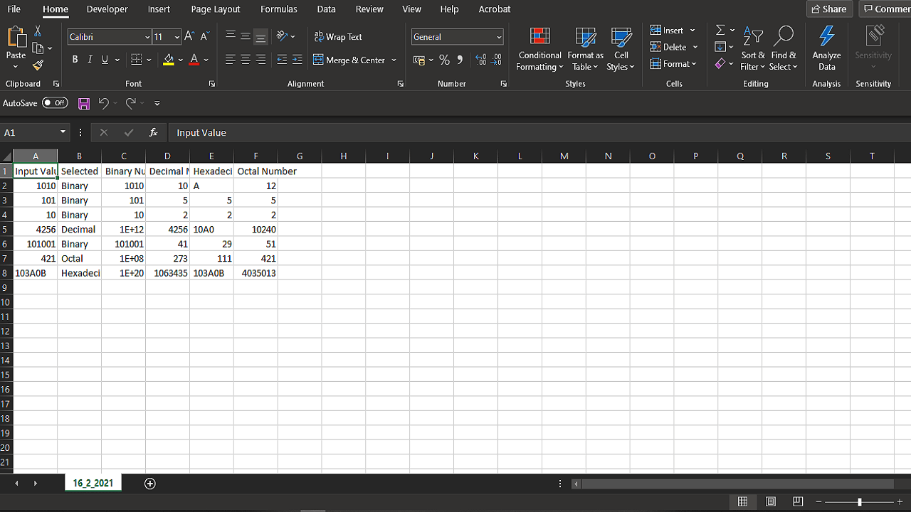 Generated CSV file
