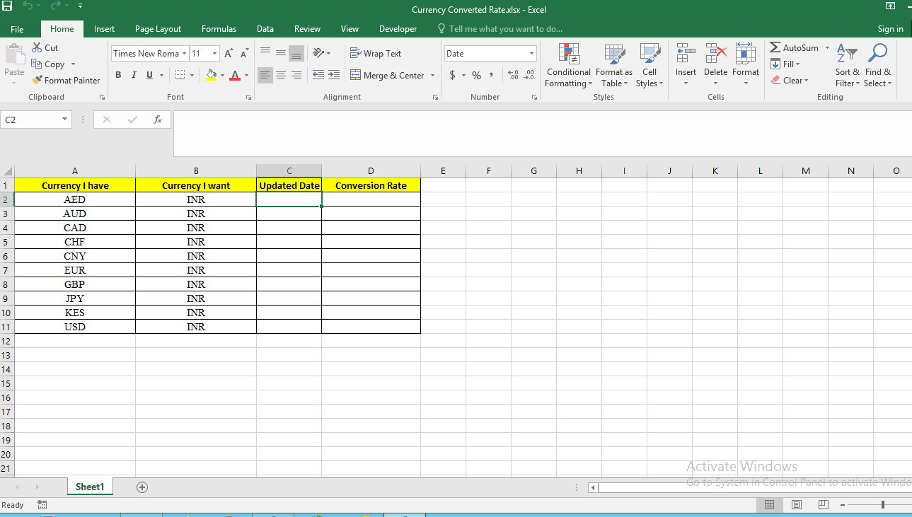 Input Excel