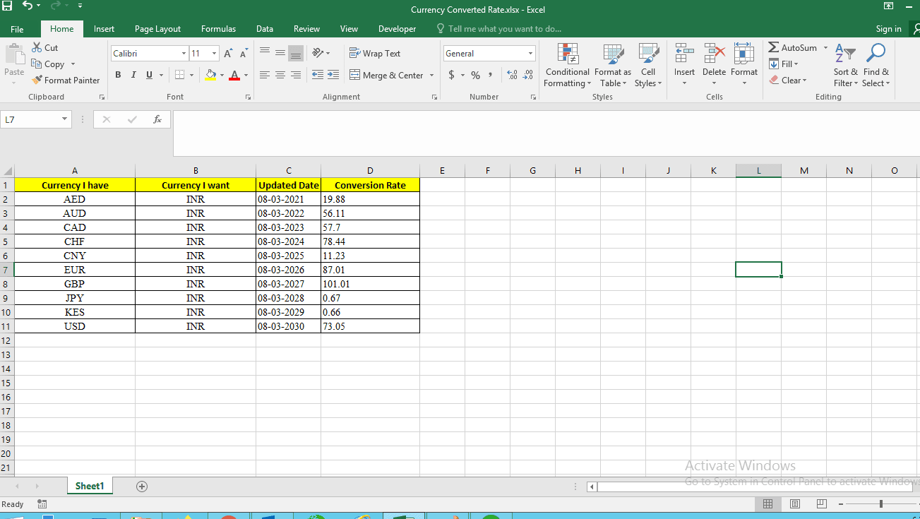 Output Excel