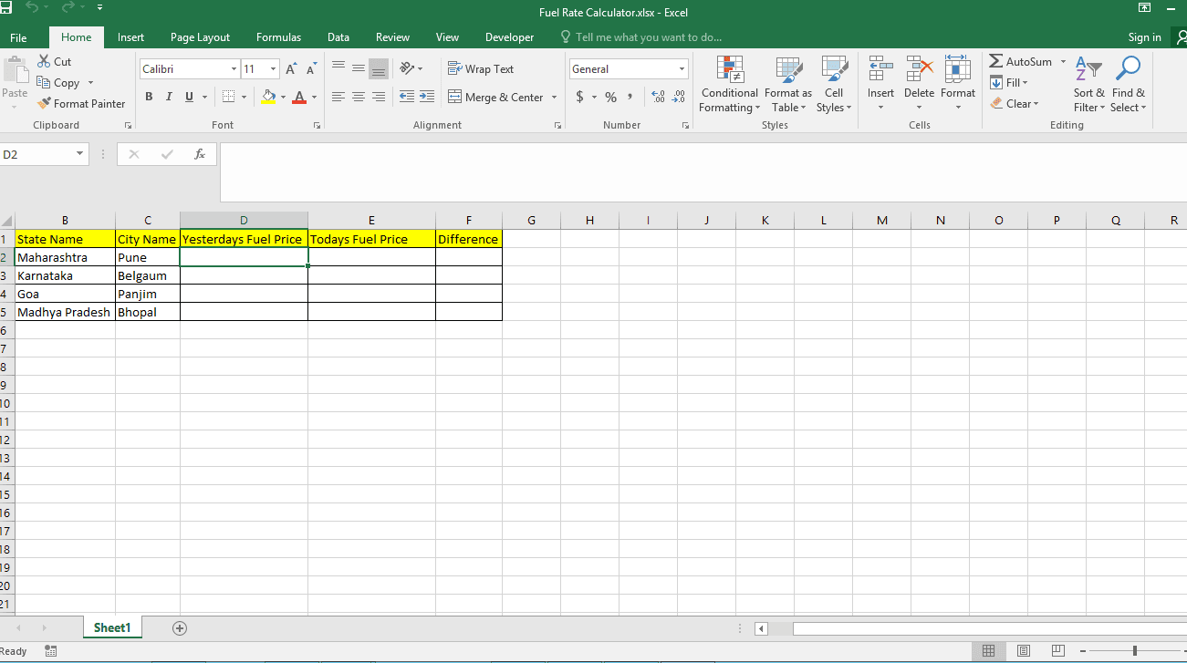 Input Excel