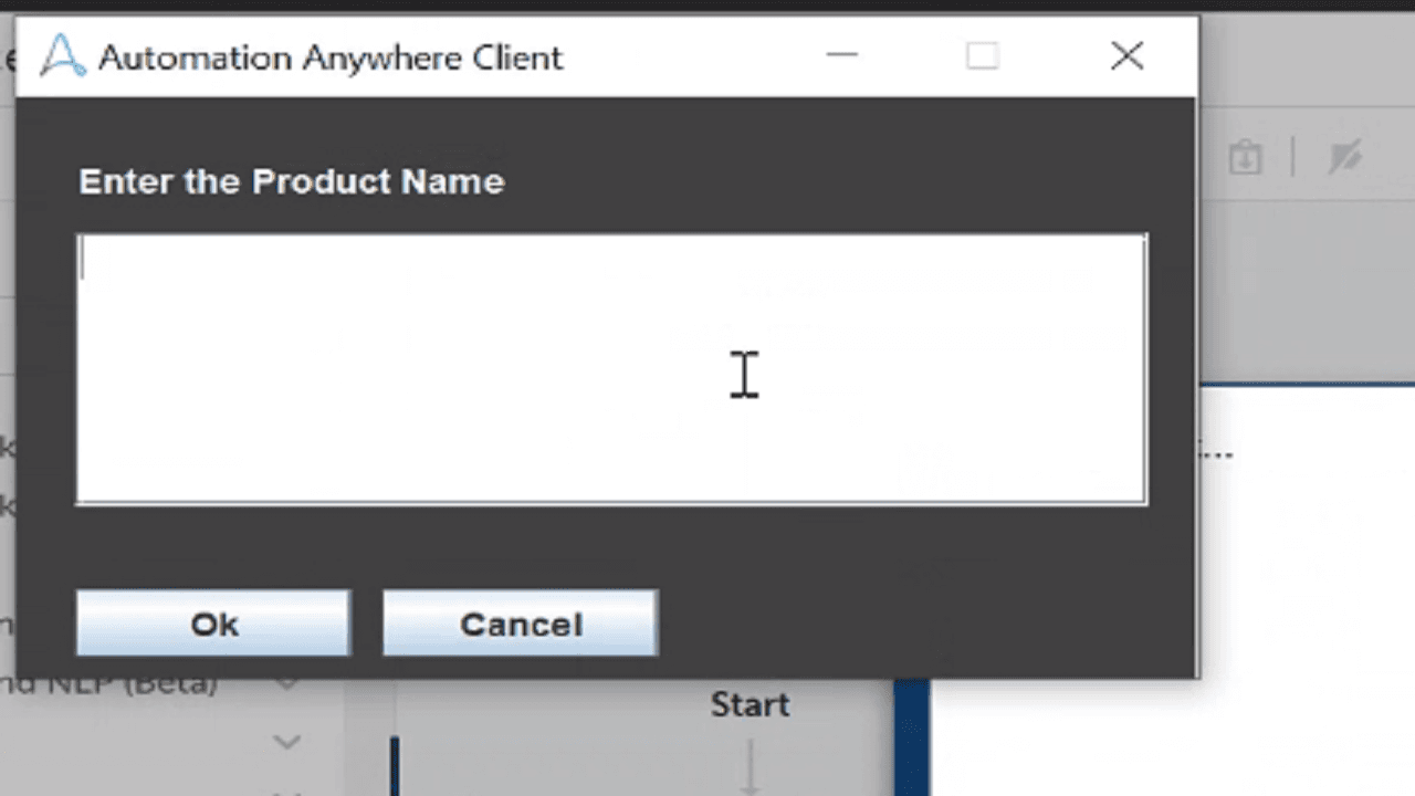 Bot pop-up for passing the product name