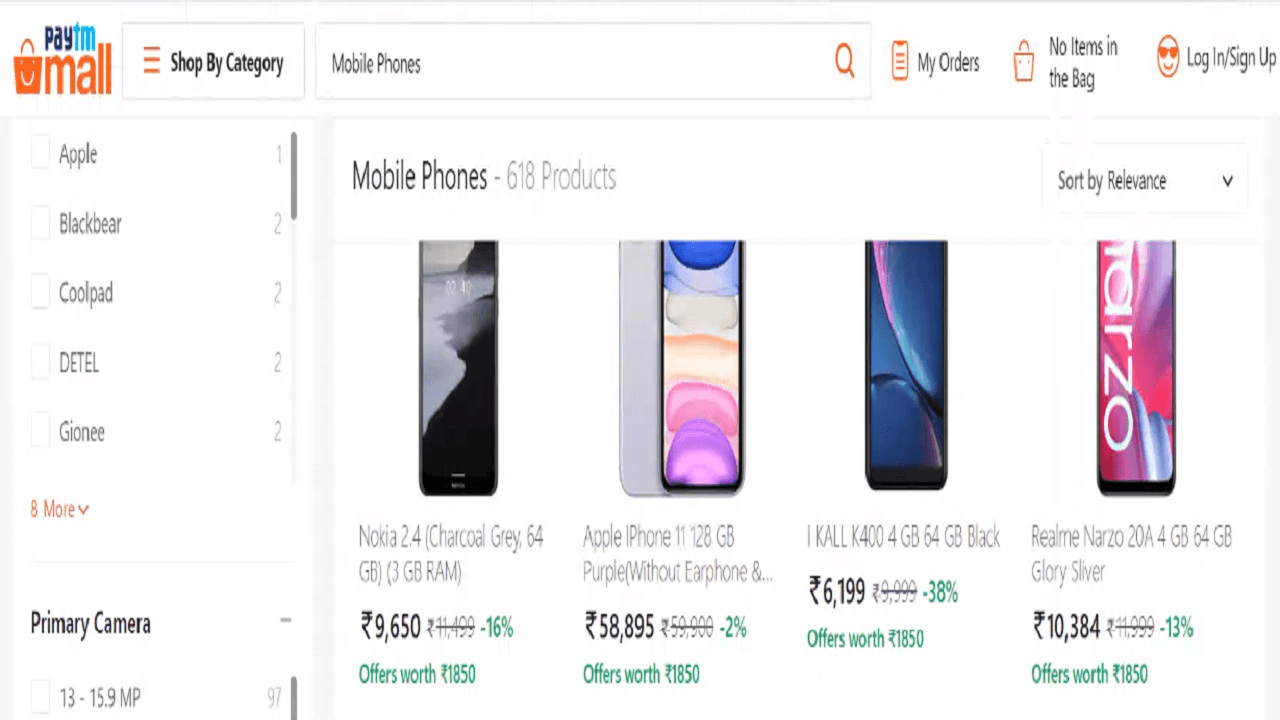 Bot searches for products in Flipkart & Paytm Mall websites