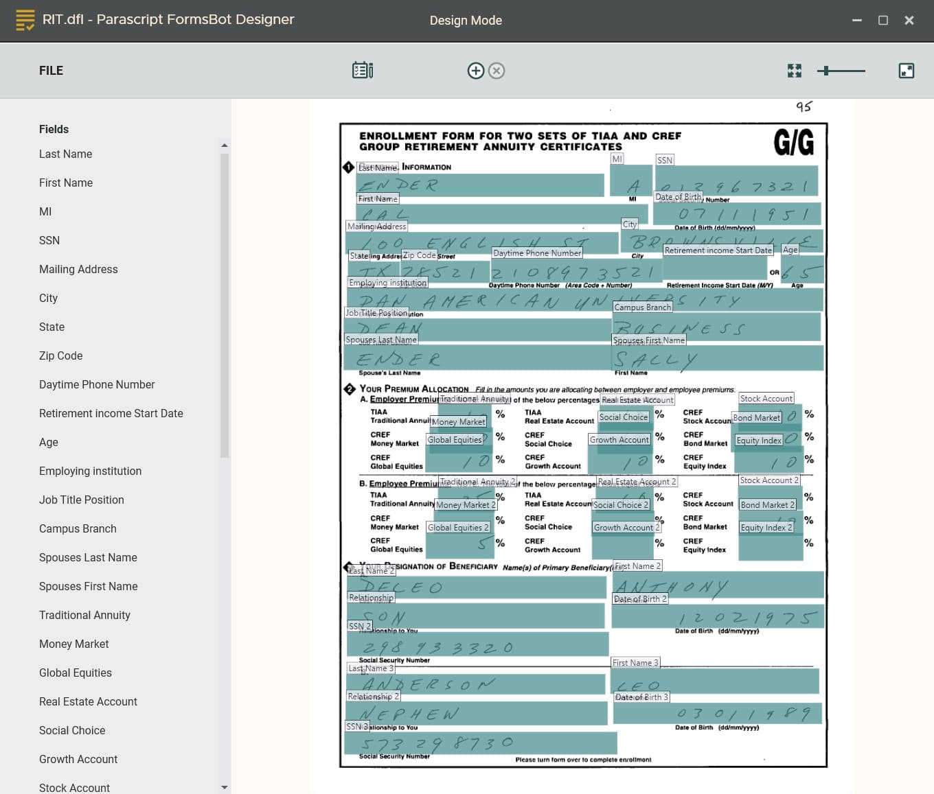 Form layout design