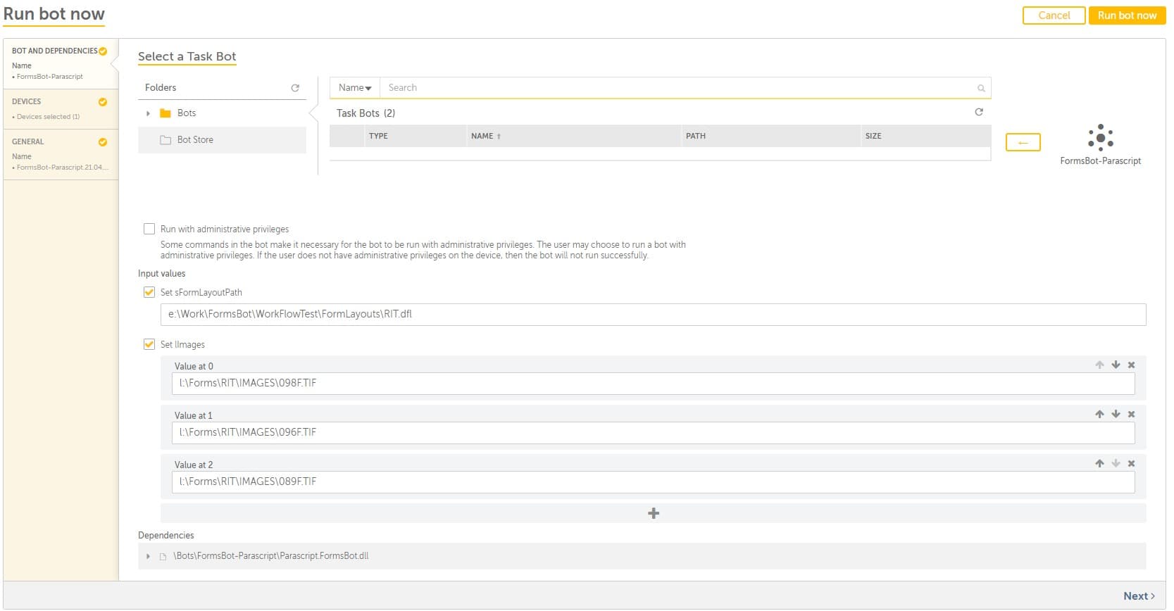 Control room and forms recognition