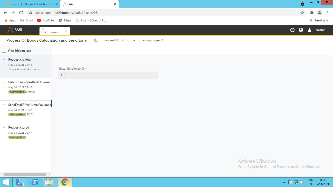 Employee ID as input value