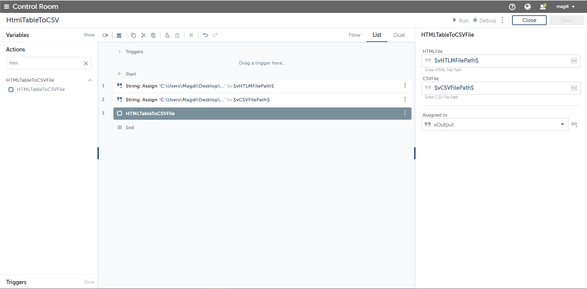 Using the HTMLTableToCSVFile