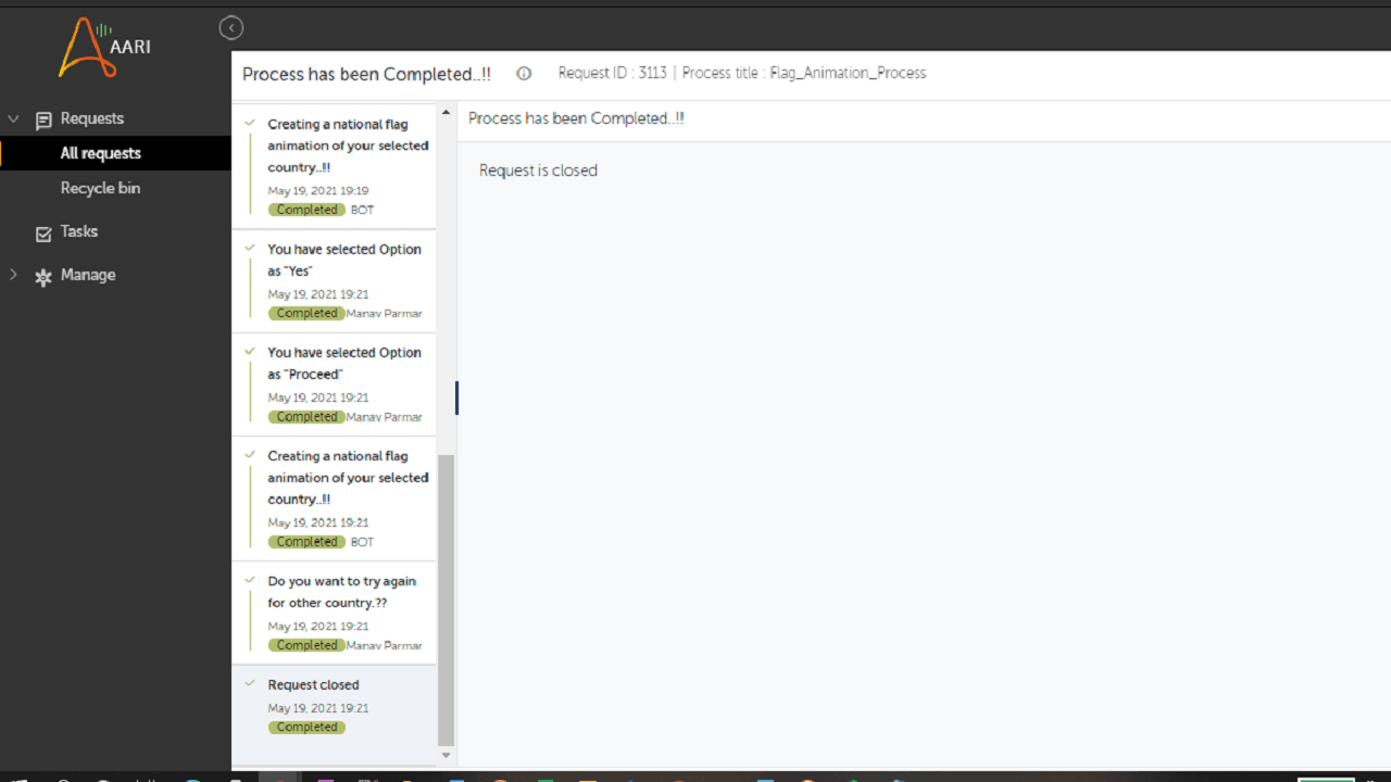 AARI-Web process has been completed