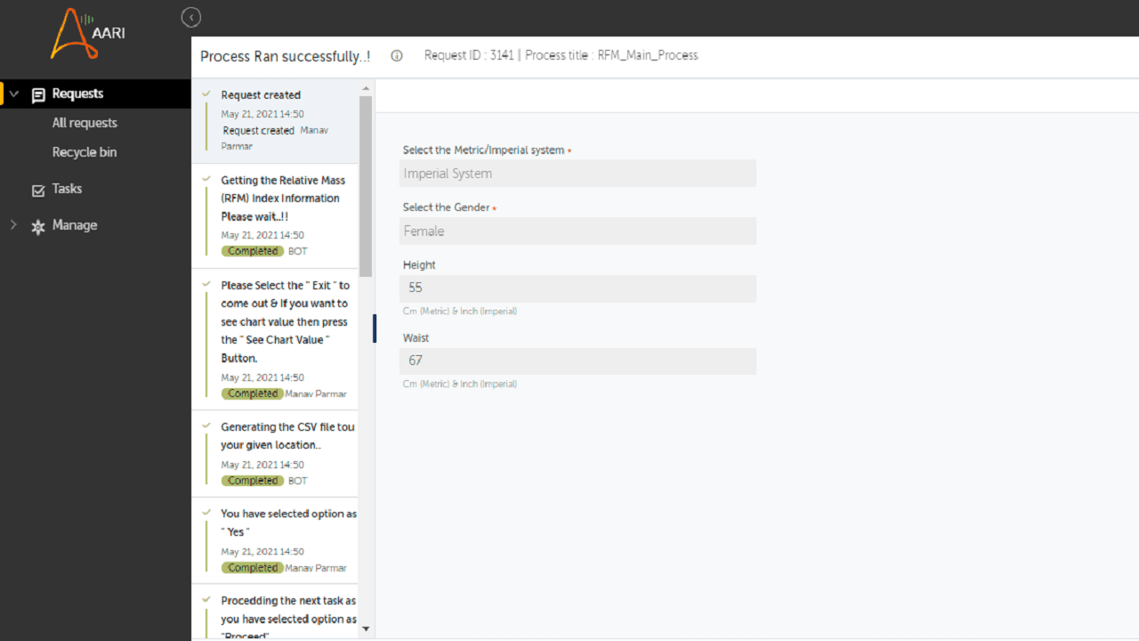 AARI-Web user's Input Interface.